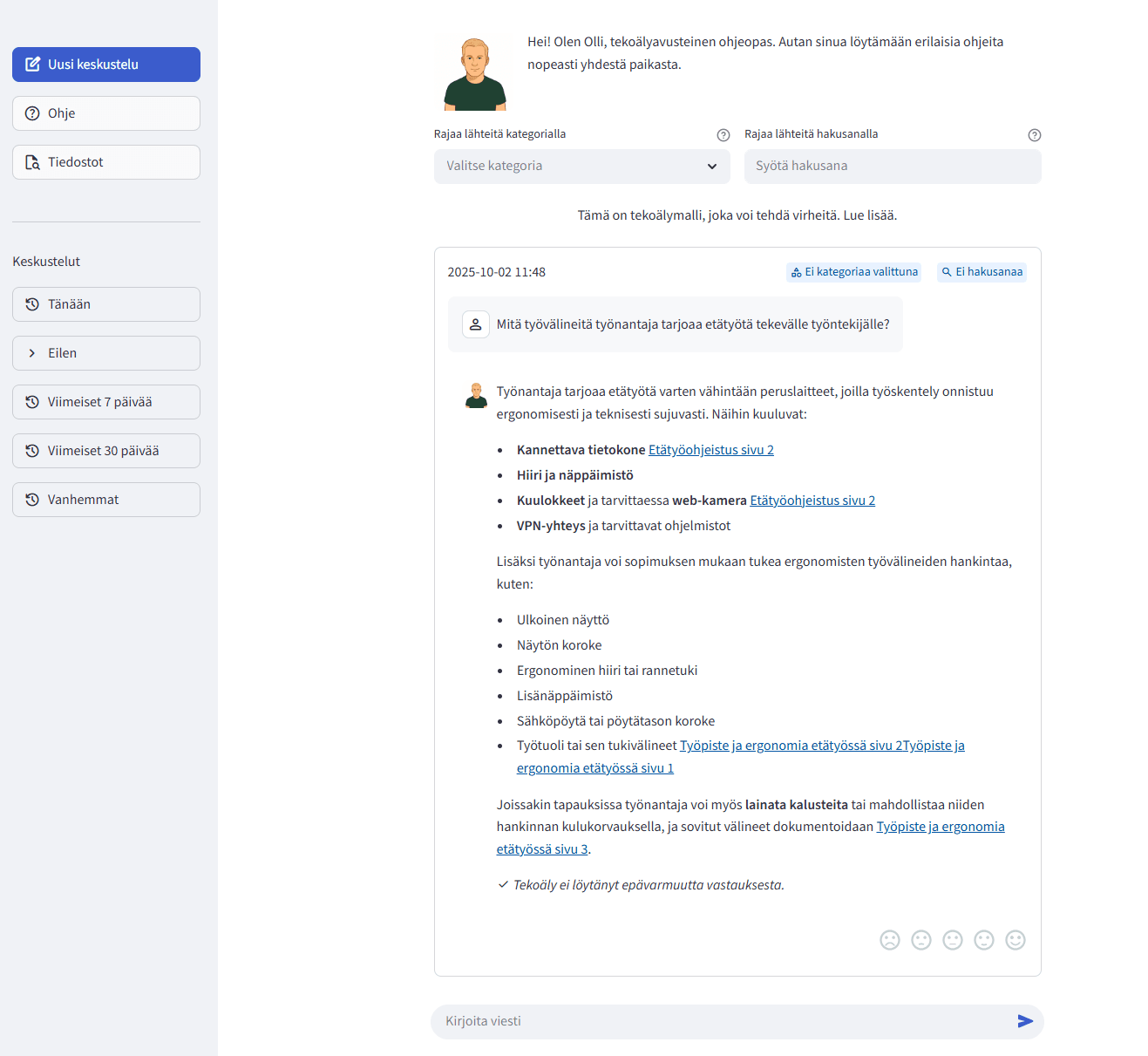 HR-opas, joka näyttää henkilöstön ohjeita keskustelun kautta