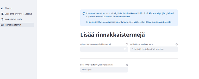 Rinnakkaistermit käyttöliittymä